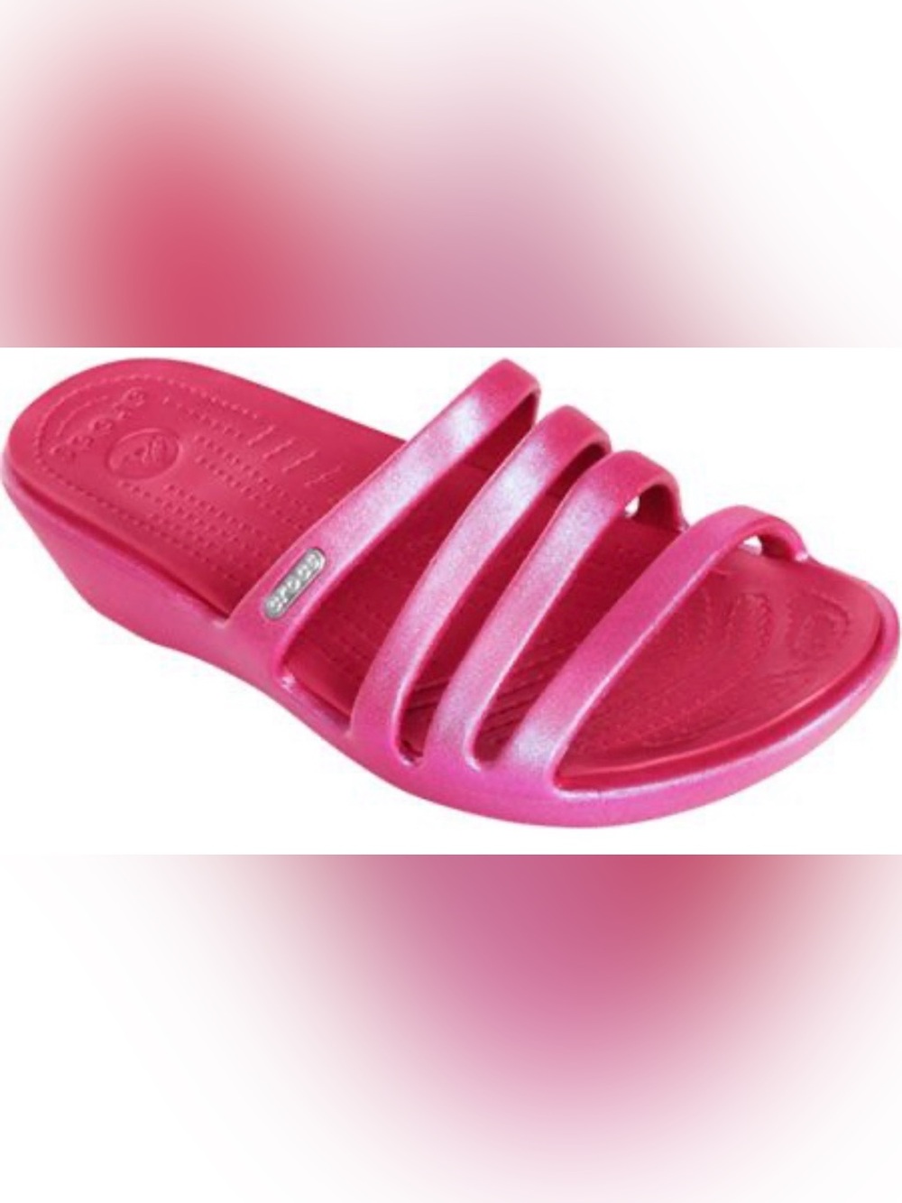 CROCS Women's Raspberry Pink Four-Strap Slide Mule Size 8